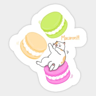 Cat and Macaron Sticker